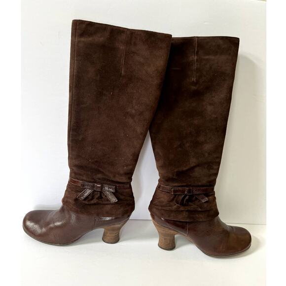 Naya Knee high Brown Suede boot bow detail rubber sole sz. 8.5 - Picture 1 of 11